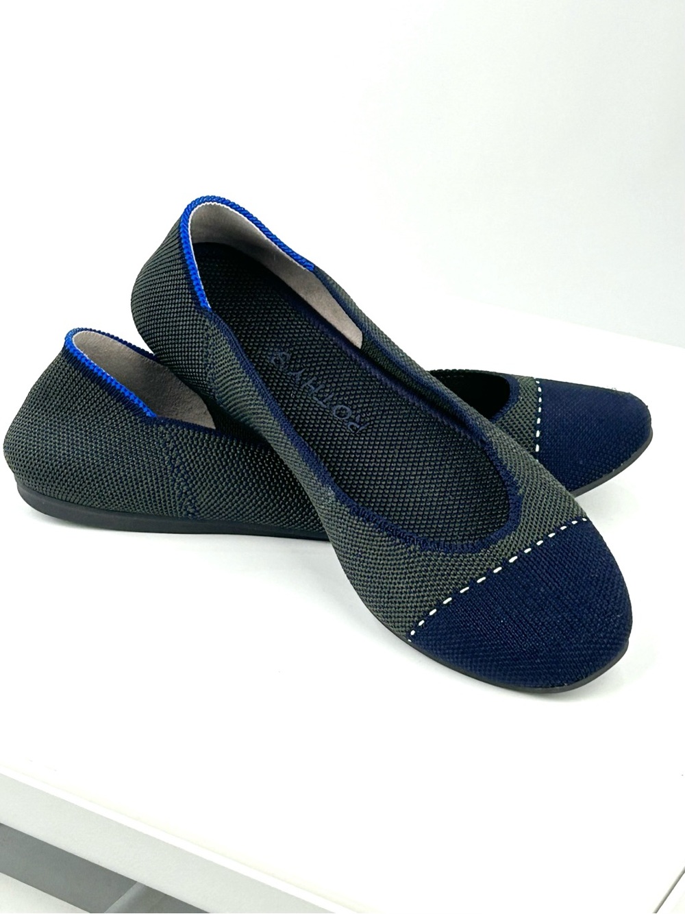 Rothy’s The Square Flats Size 6 Highland Green Navy Quiet Luxury